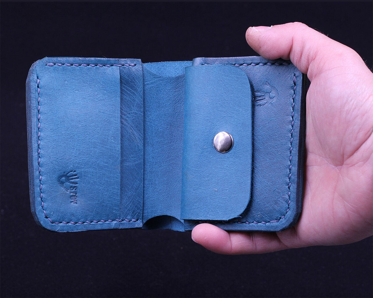 Handmade Leather Wallet - Vertical Coin Cart Wallet - Minimalist Front Pocket Wallet