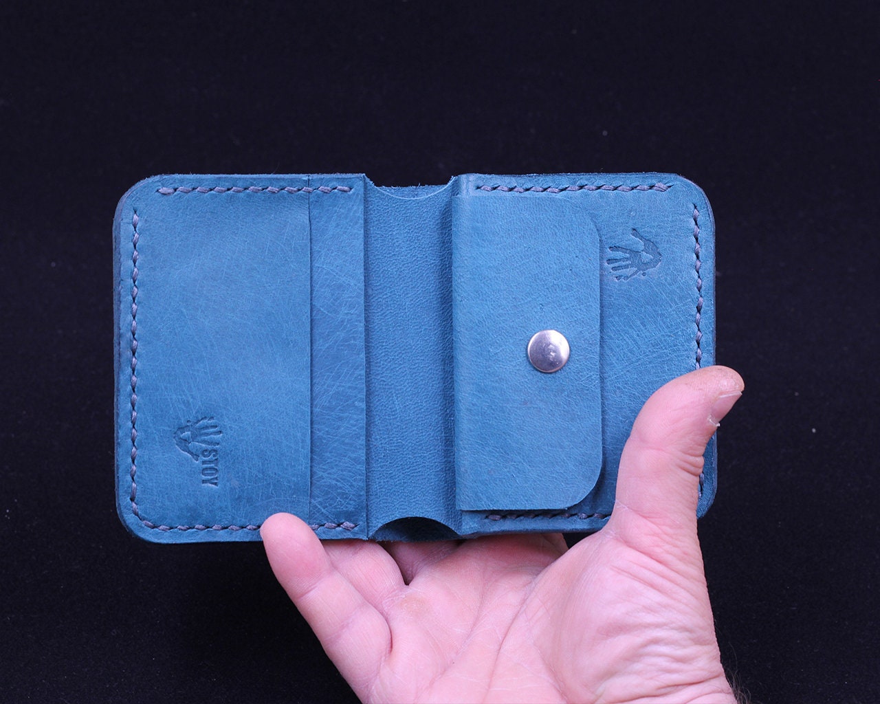 Handmade Leather Wallet - Vertical Coin Cart Wallet - Minimalist Front Pocket Wallet