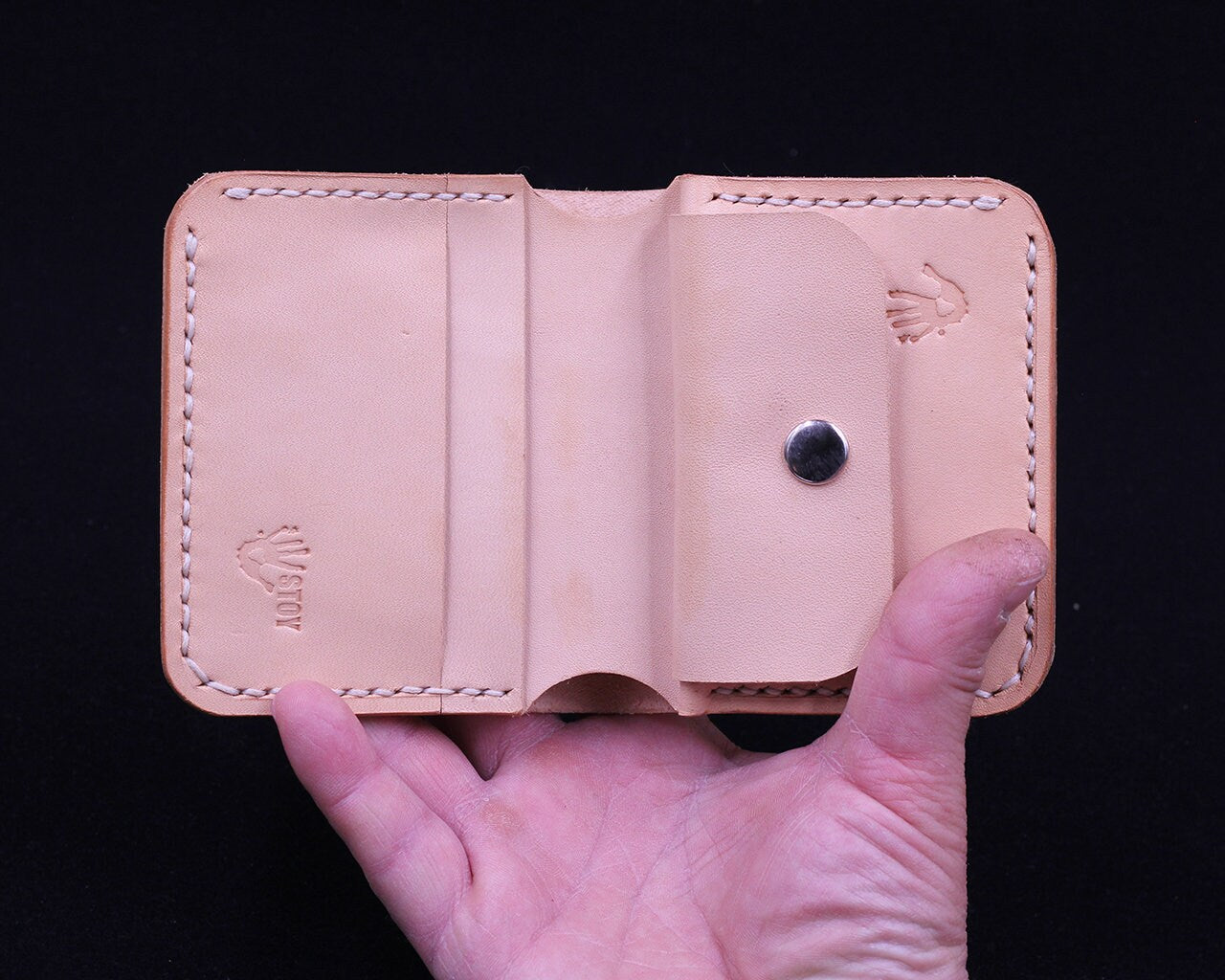 Handmade Leather Wallet - Vertical Coin Cart Wallet - Minimalist Front Pocket Wallet