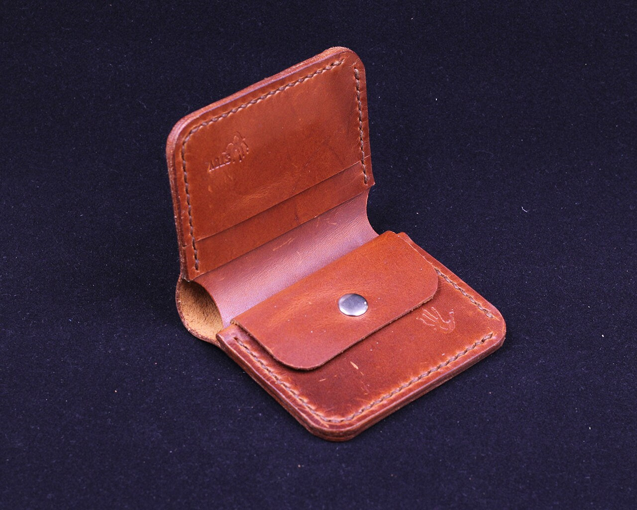 Handmade Leather Wallet - Vertical Coin Cart Wallet - Minimalist Front Pocket Wallet