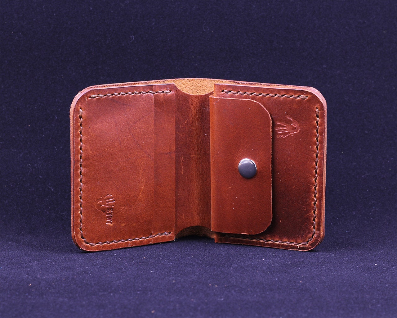 Handmade Leather Wallet - Vertical Coin Cart Wallet - Minimalist Front Pocket Wallet