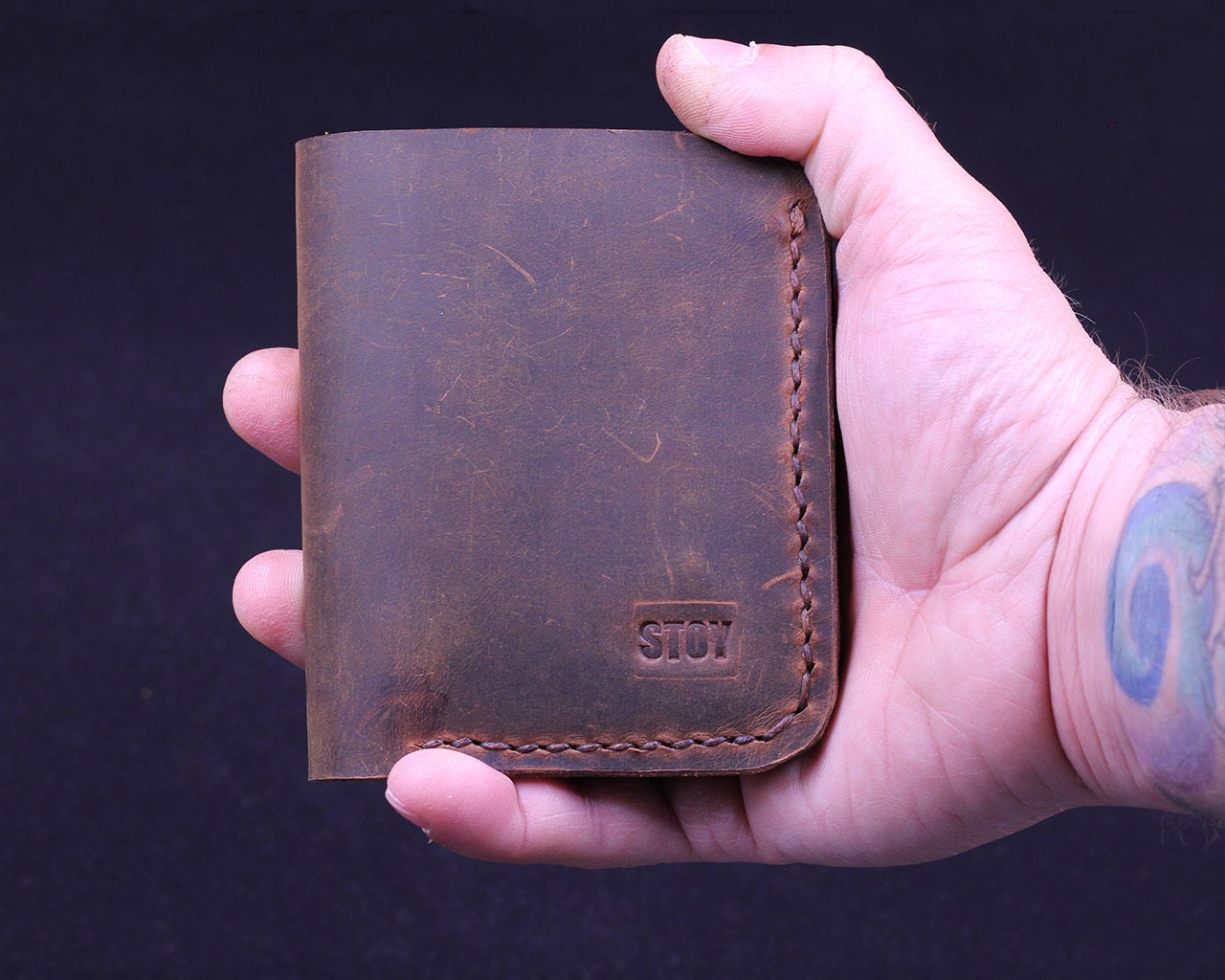 Handmade Leather Wallet - Vertical Coin Cart Wallet - Minimalist Front Pocket Wallet