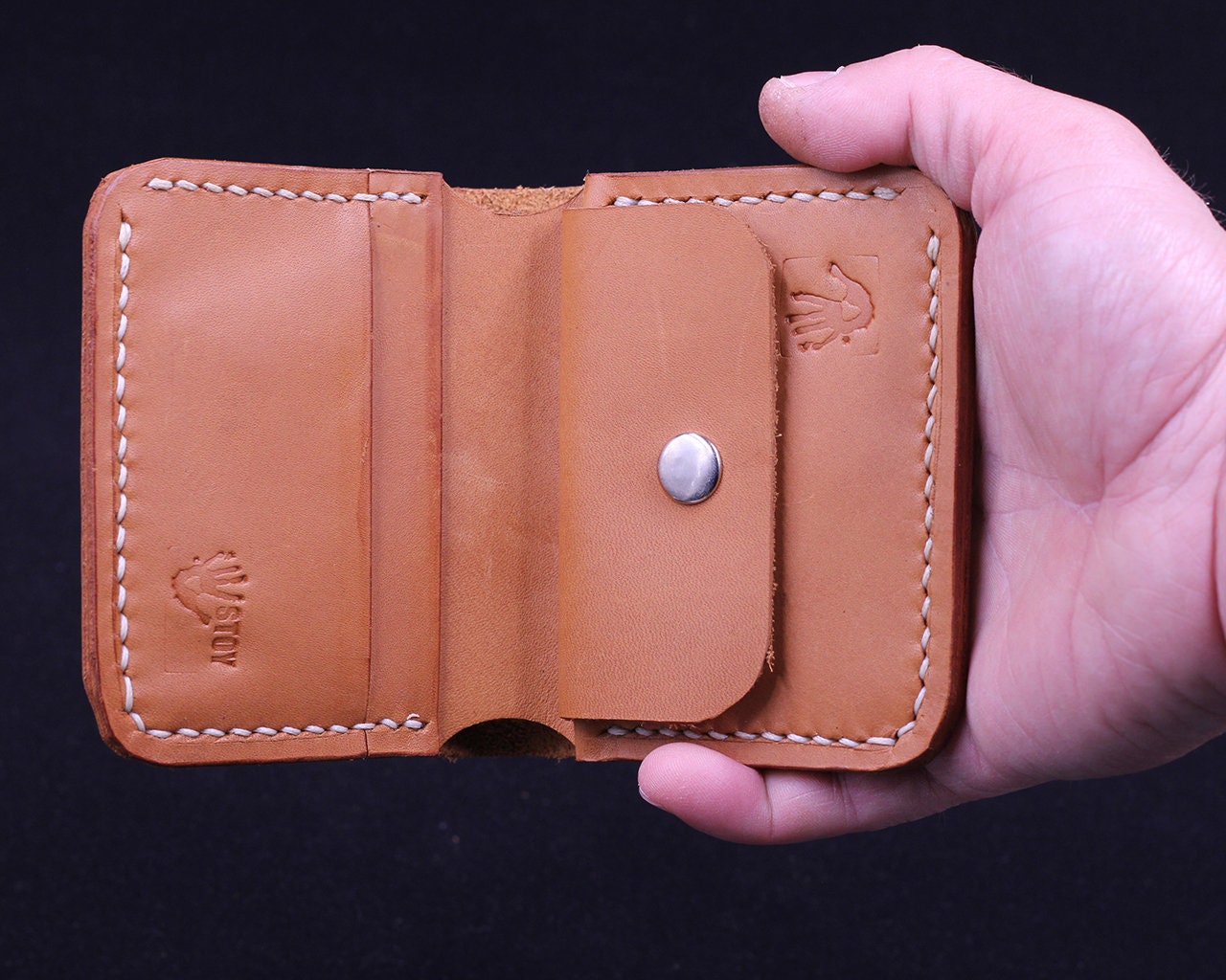Handmade Leather Wallet - Vertical Coin Cart Wallet - Minimalist Front Pocket Wallet