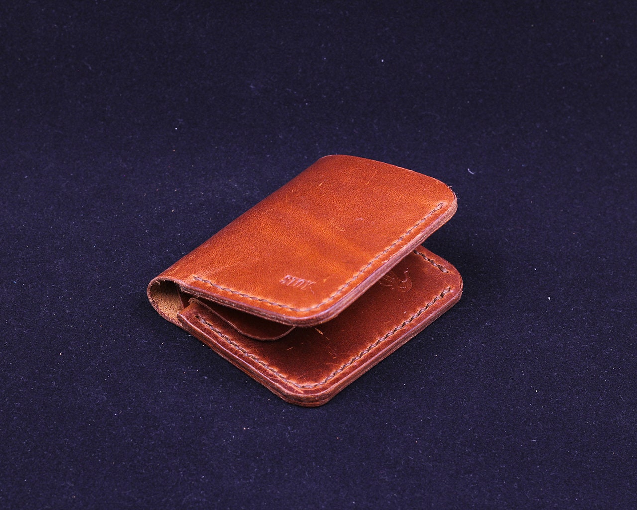 Handmade Leather Wallet - Vertical Coin Cart Wallet - Minimalist Front Pocket Wallet