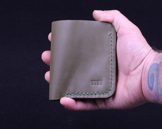 Handmade Leather Wallet - Vertical Coin Cart Wallet - Minimalist Front Pocket Wallet