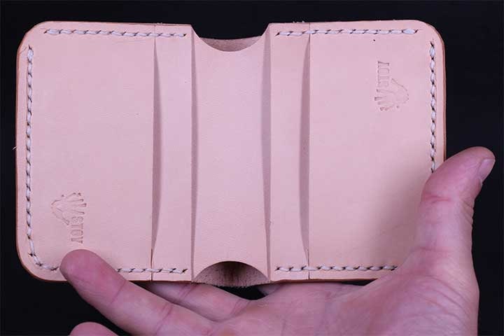 Handmade Leather Vertical Wallet - Natural