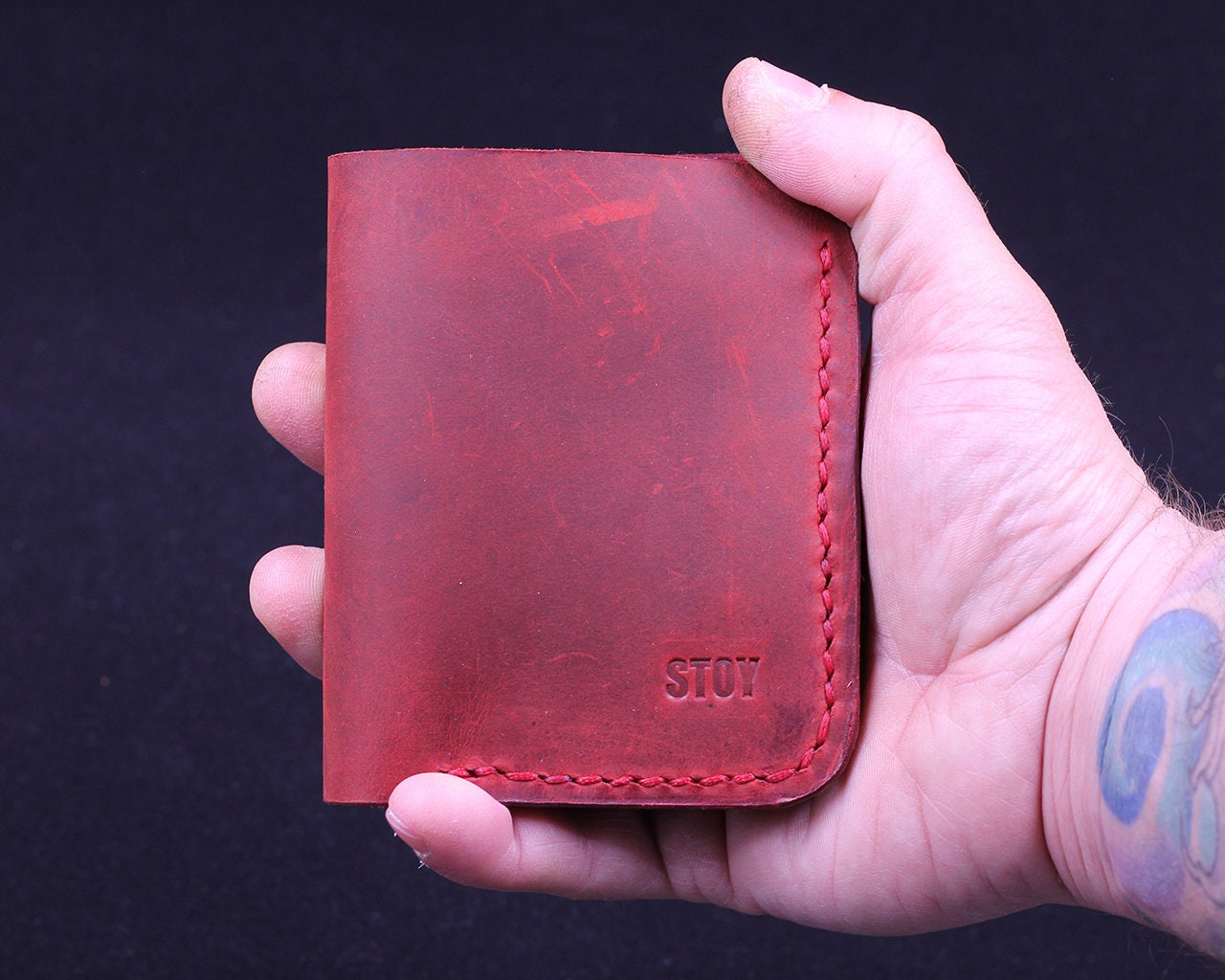 Handmade Leather Wallet - Vertical Coin Cart Wallet - Minimalist Front Pocket Wallet