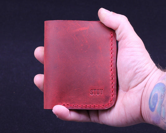 Handmade Leather Wallet - Vertical Coin Cart Wallet - Minimalist Front Pocket Wallet