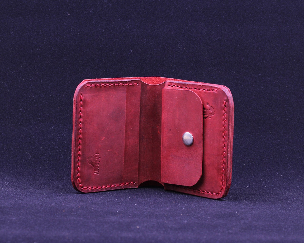 Handmade Leather Wallet - Vertical Coin Cart Wallet - Minimalist Front Pocket Wallet