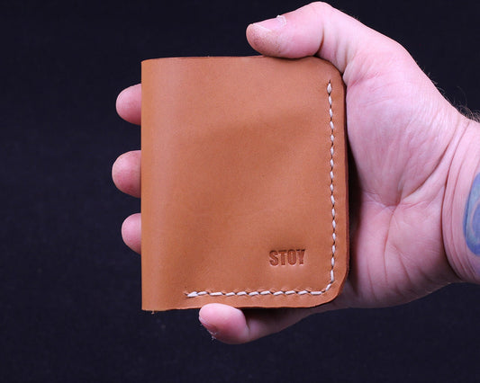 Handmade Leather Wallet - Vertical Coin Cart Wallet - Minimalist Front Pocket Wallet