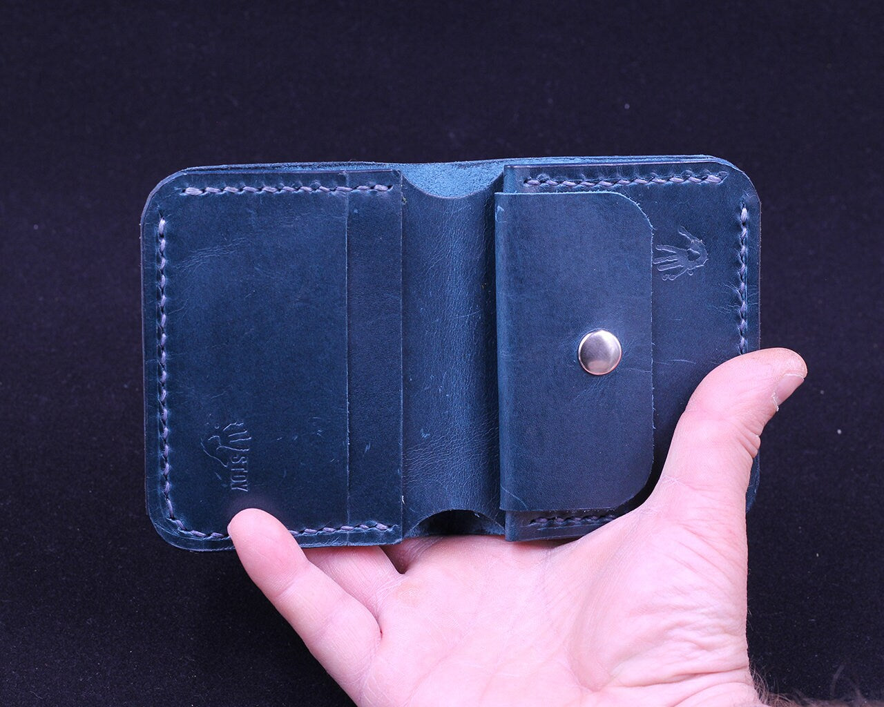 Handmade Leather Wallet - Vertical Coin Cart Wallet - Minimalist Front Pocket Wallet