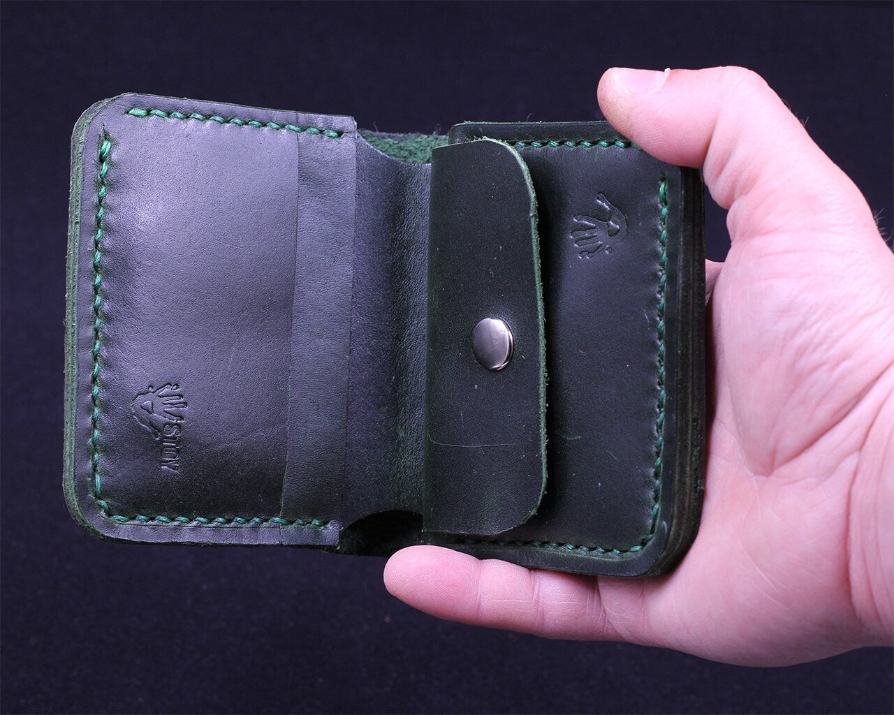 Handmade Leather Wallet - Vertical Coin Cart Wallet - Minimalist Front Pocket Wallet