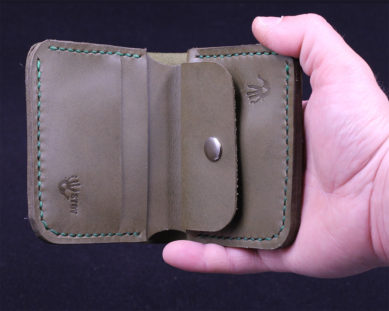 Handmade Leather Wallet - Vertical Coin Cart Wallet - Minimalist Front Pocket Wallet