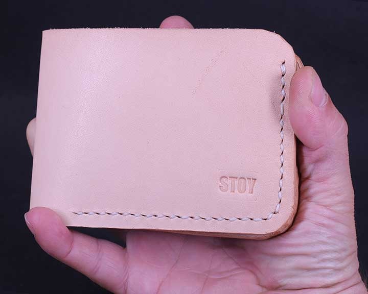 Handmade Leather Bifold Coin Wallet - Natural