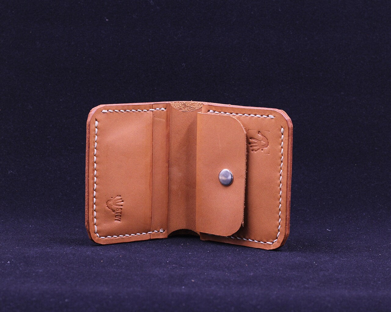 Handmade Leather Wallet - Vertical Coin Cart Wallet - Minimalist Front Pocket Wallet