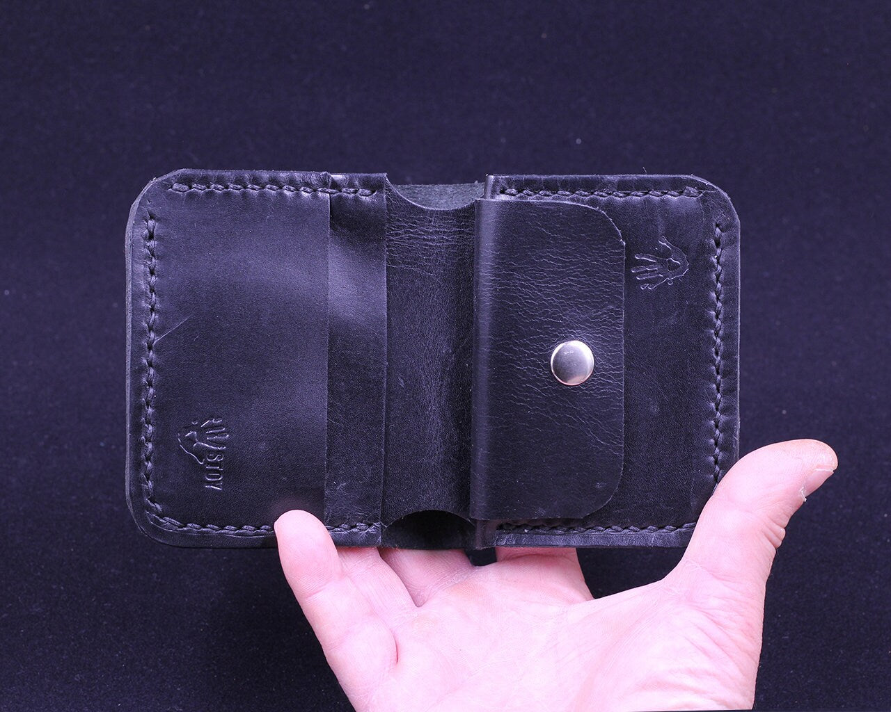 Handmade Leather Wallet - Vertical Coin Cart Wallet - Minimalist Front Pocket Wallet