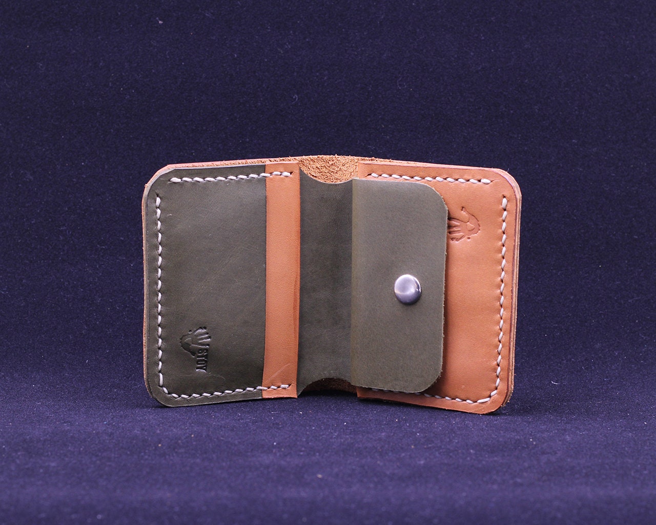 Handmade Leather Wallet - Vertical Coin Cart Wallet - Minimalist Front Pocket Wallet