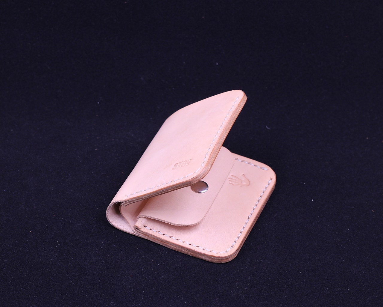 Handmade Leather Wallet - Vertical Coin Cart Wallet - Minimalist Front Pocket Wallet