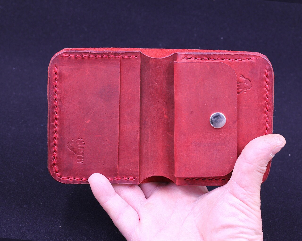 Handmade Leather Wallet - Vertical Coin Cart Wallet - Minimalist Front Pocket Wallet