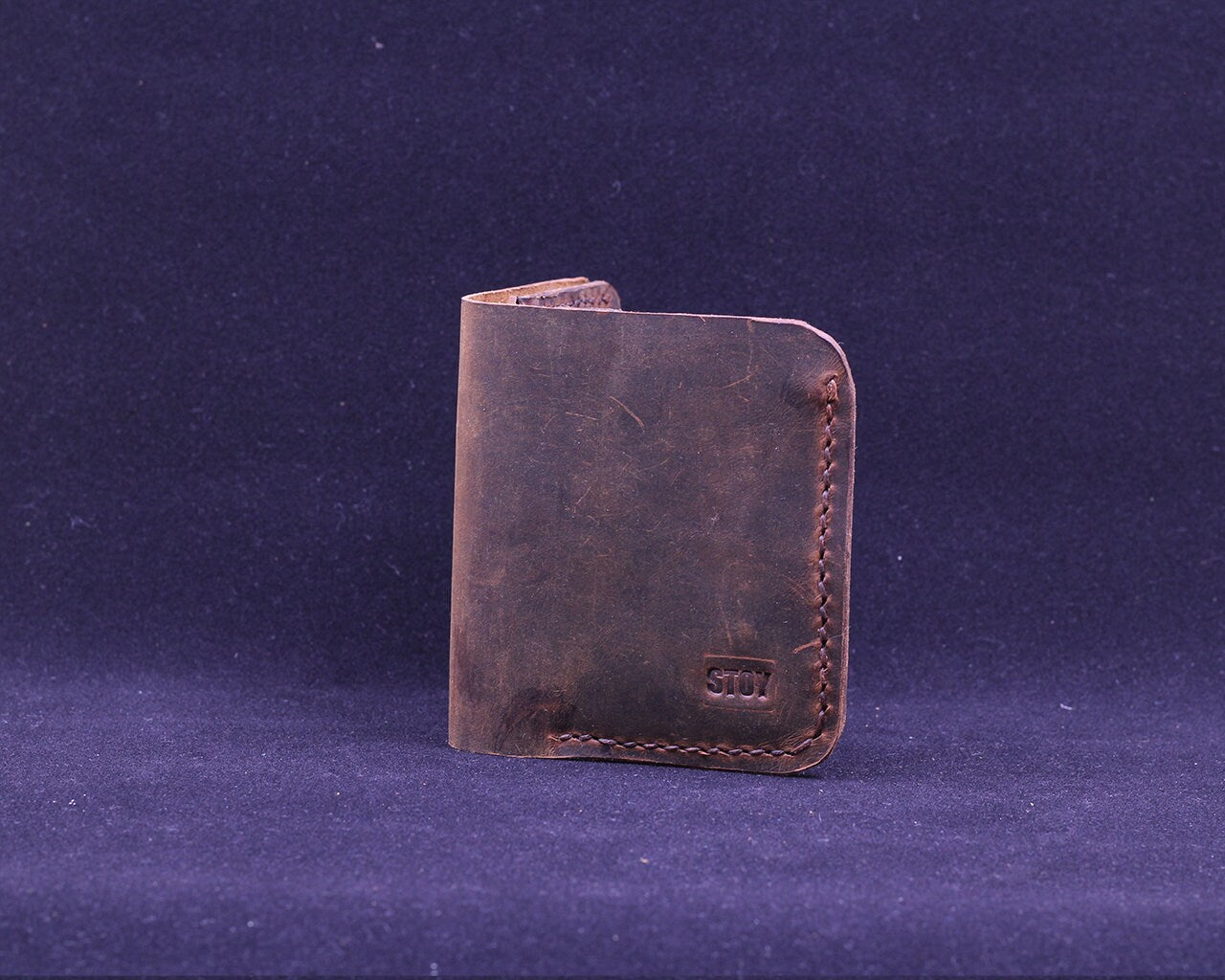 Handmade Leather Wallet - Vertical Coin Cart Wallet - Minimalist Front Pocket Wallet