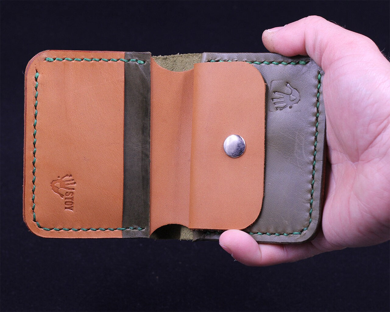 Handmade Leather Wallet - Vertical Coin Cart Wallet - Minimalist Front Pocket Wallet