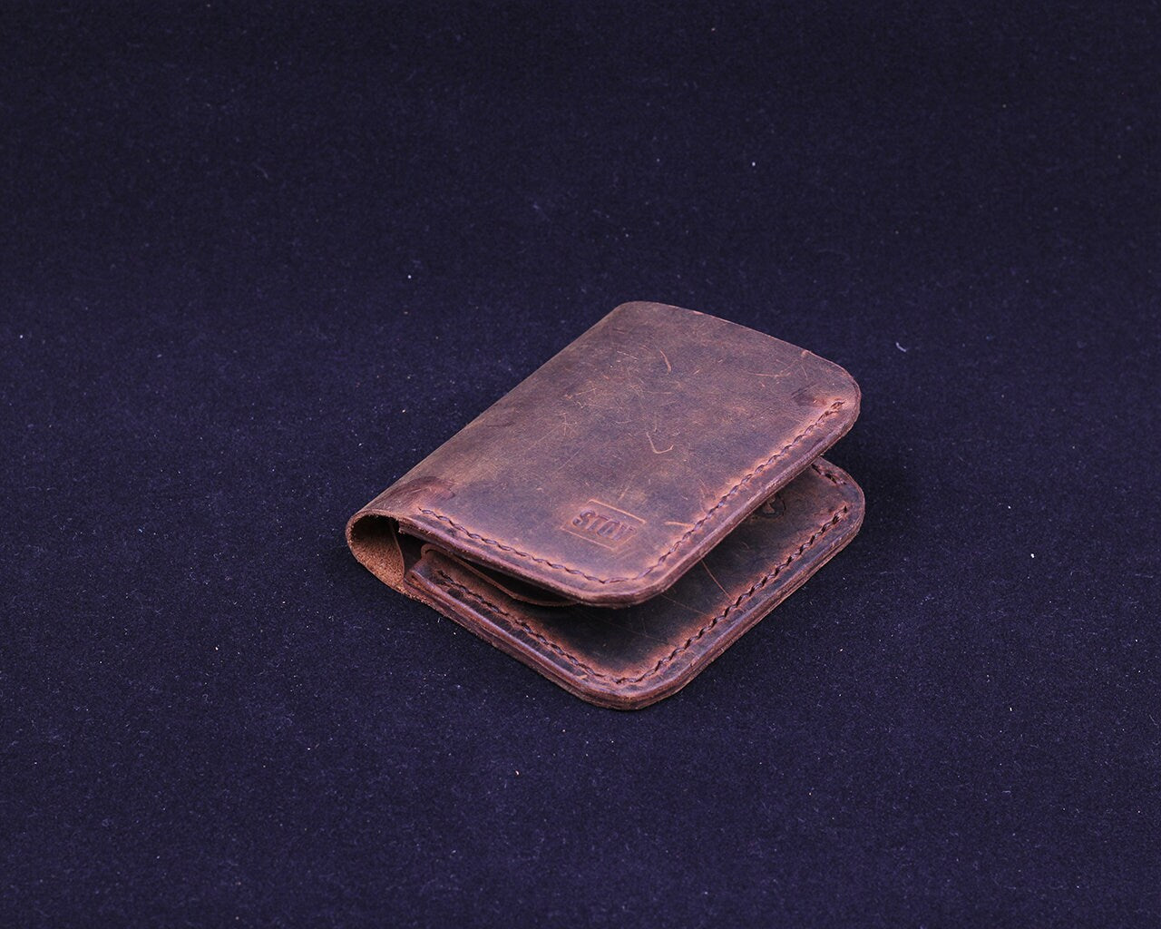 Handmade Leather Wallet - Vertical Coin Cart Wallet - Minimalist Front Pocket Wallet