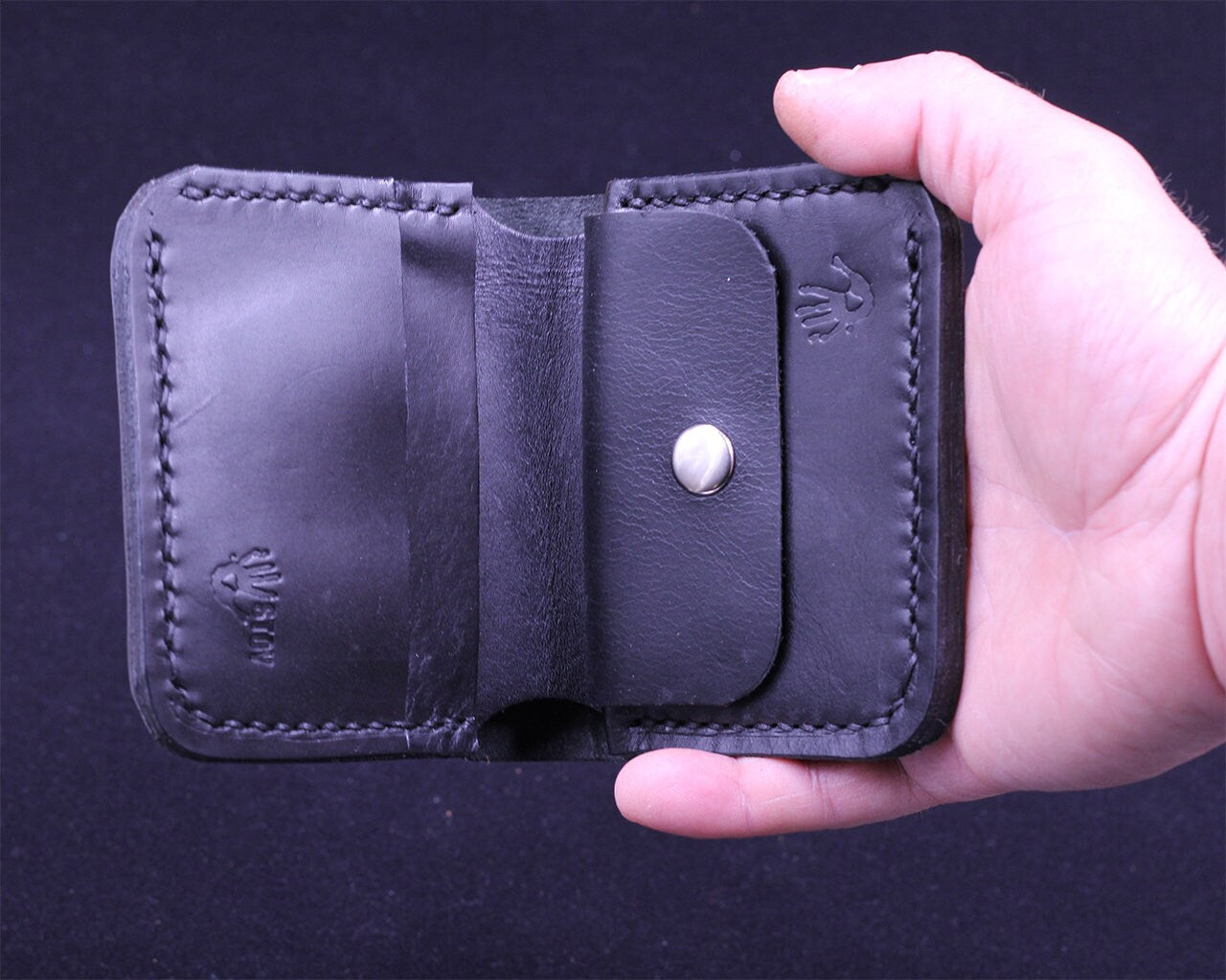 Handmade Leather Wallet - Vertical Coin Cart Wallet - Minimalist Front Pocket Wallet