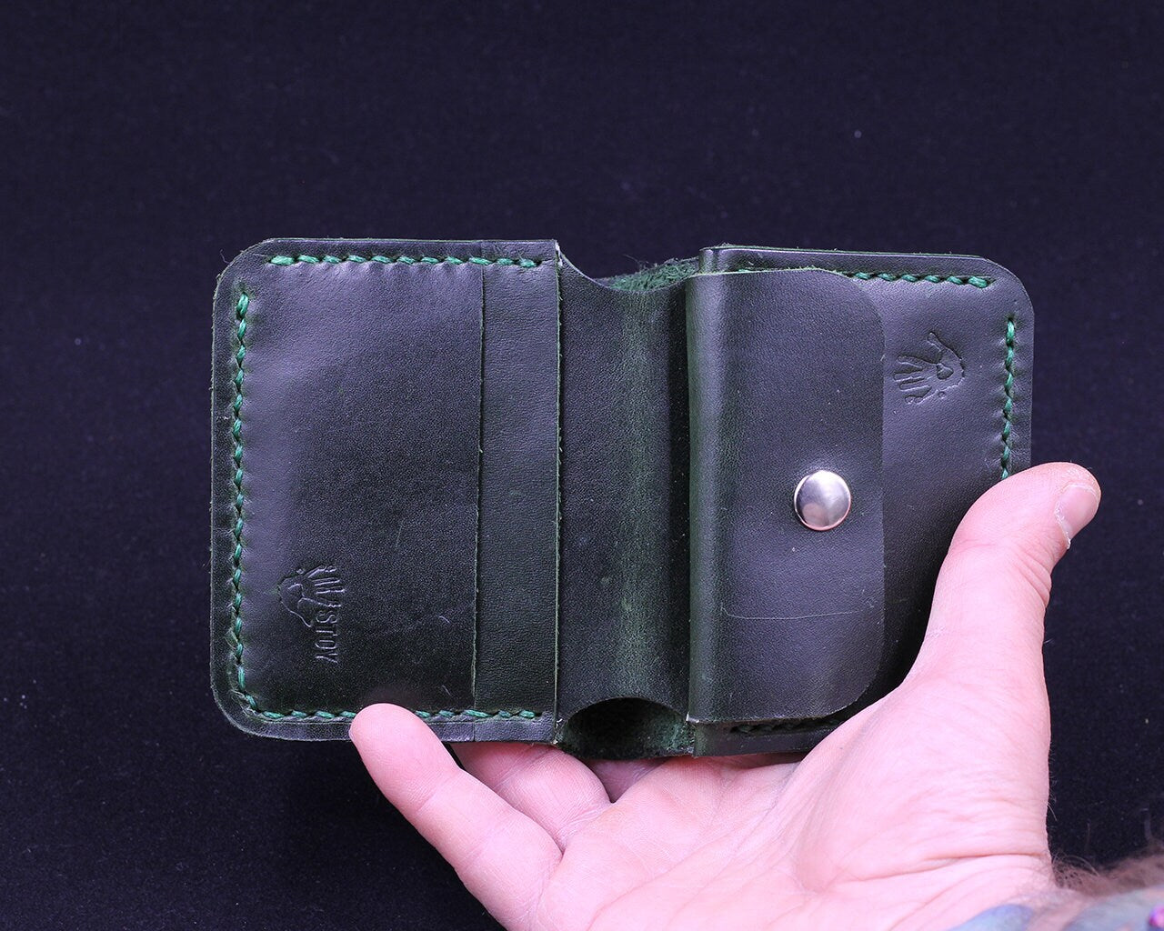 Handmade Leather Wallet - Vertical Coin Cart Wallet - Minimalist Front Pocket Wallet