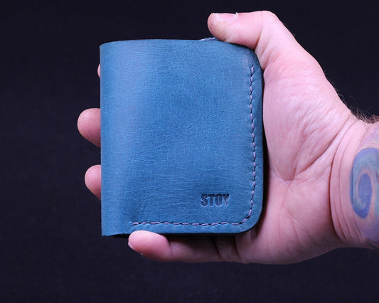 Handmade Leather Wallet - Vertical Coin Cart Wallet - Minimalist Front Pocket Wallet