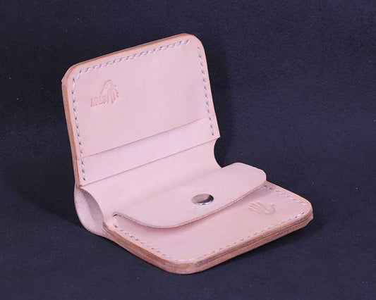 Handmade Leather Vertical Coin Wallet - Natural