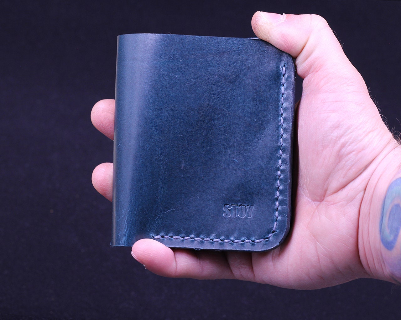 Handmade Leather Wallet - Vertical Coin Cart Wallet - Minimalist Front Pocket Wallet