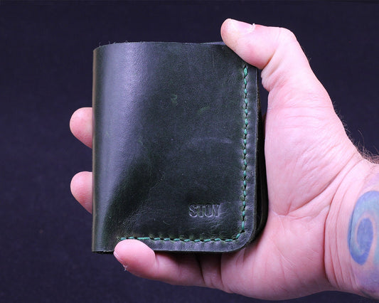 Handmade Leather Wallet - Vertical Coin Cart Wallet - Minimalist Front Pocket Wallet