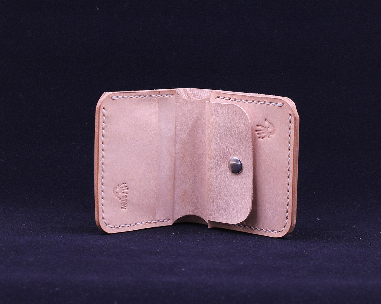 Handmade Leather Wallet - Vertical Coin Cart Wallet - Minimalist Front Pocket Wallet