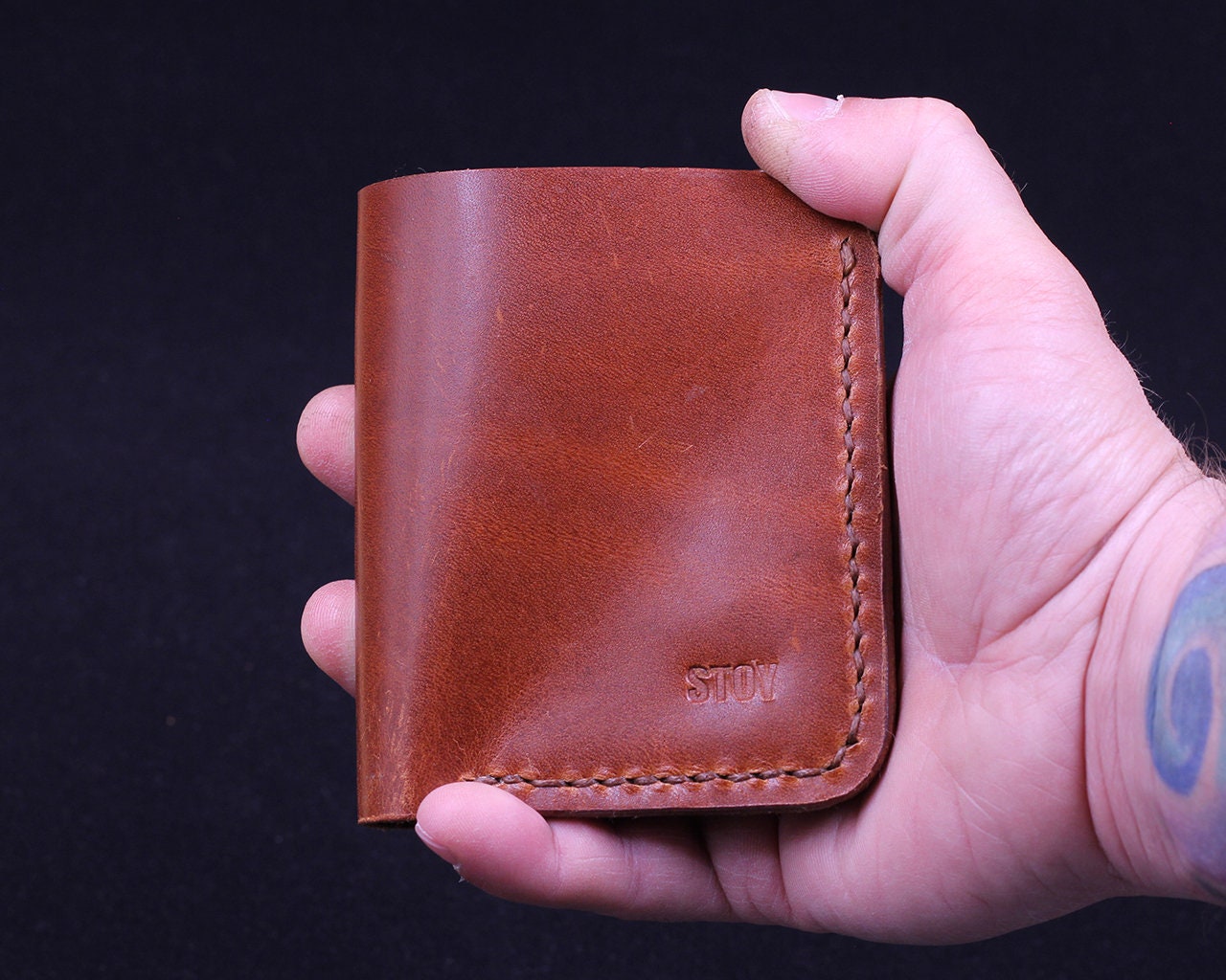 Handmade Leather Wallet - Vertical Coin Cart Wallet - Minimalist Front Pocket Wallet