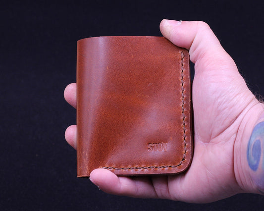 Handmade Leather Wallet - Vertical Coin Cart Wallet - Minimalist Front Pocket Wallet