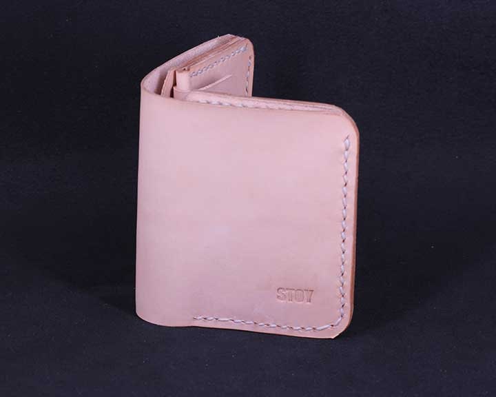 Handmade Leather Vertical Wallet - Natural
