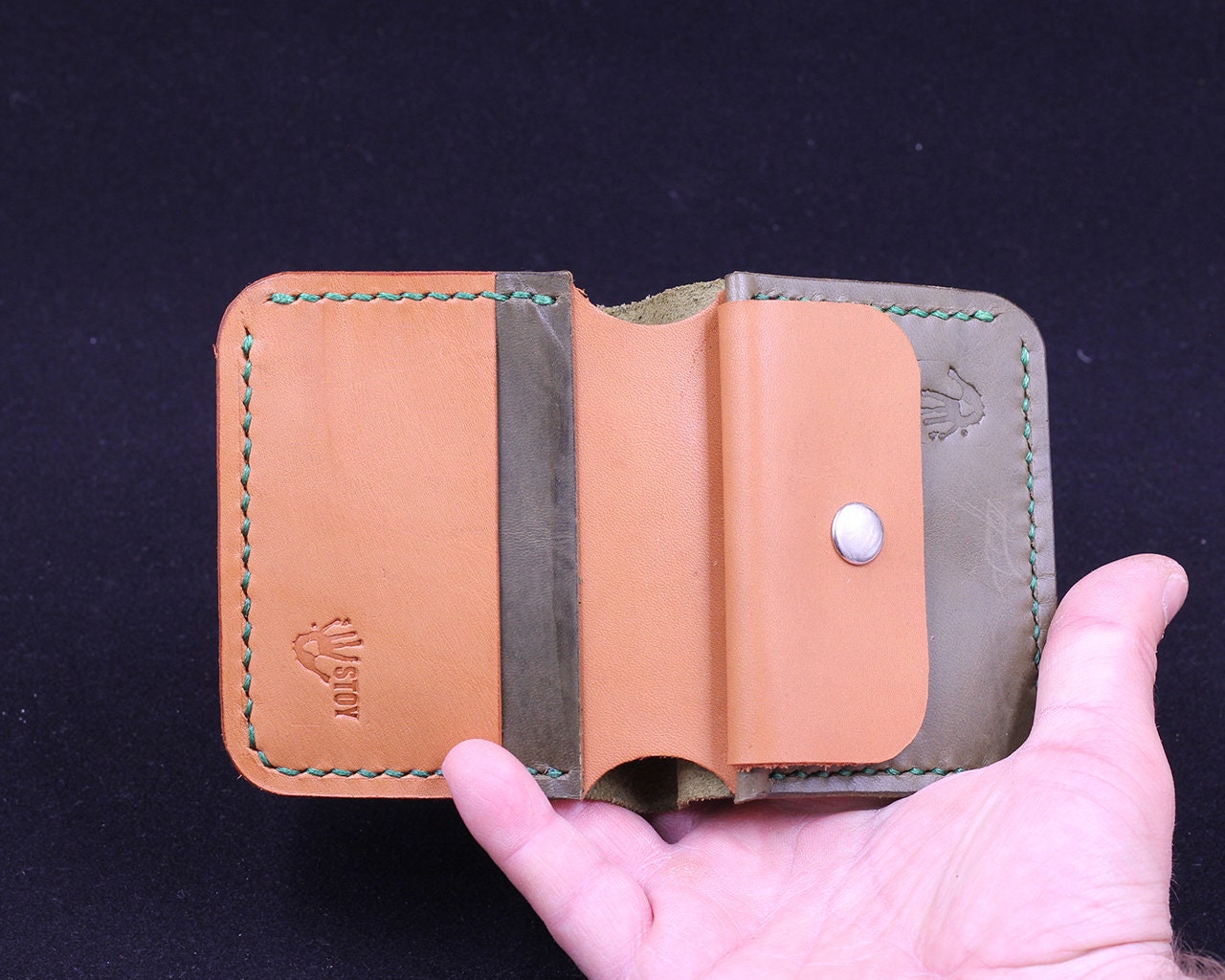 Handmade Leather Wallet - Vertical Coin Cart Wallet - Minimalist Front Pocket Wallet