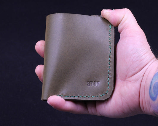 Handmade Leather Wallet - Vertical Coin Cart Wallet - Minimalist Front Pocket Wallet