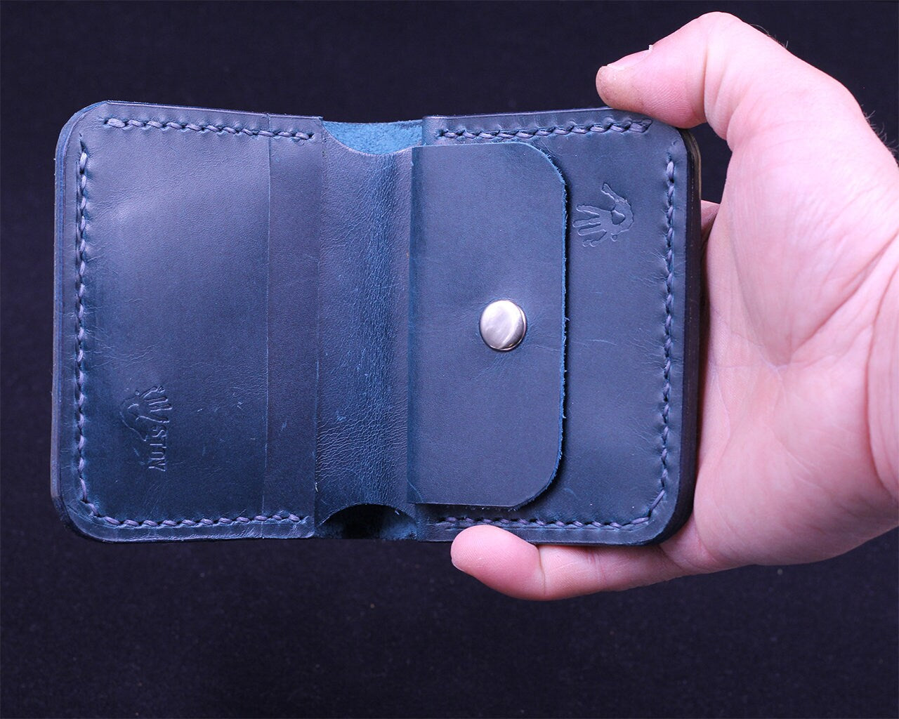 Handmade Leather Wallet - Vertical Coin Cart Wallet - Minimalist Front Pocket Wallet