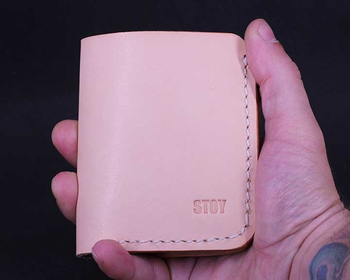 Handmade Leather Vertical Wallet - Natural