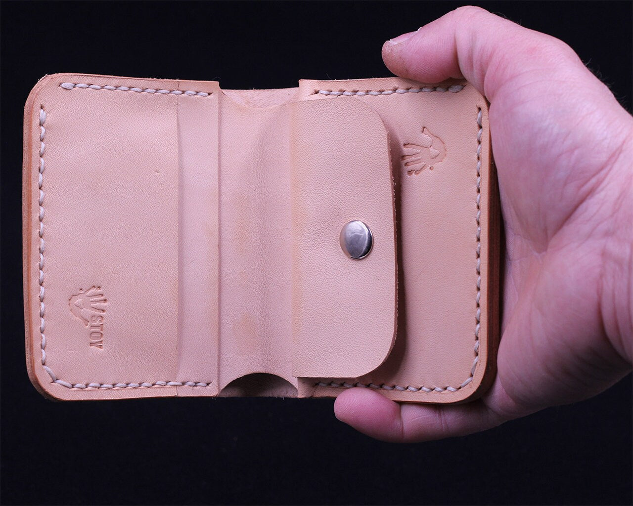 Handmade Leather Wallet - Vertical Coin Cart Wallet - Minimalist Front Pocket Wallet