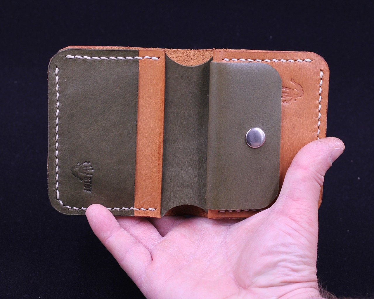 Handmade Leather Wallet - Vertical Coin Cart Wallet - Minimalist Front Pocket Wallet