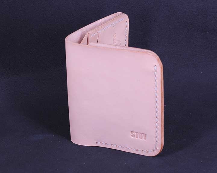 Handmade Leather Vertical Coin Wallet - Natural