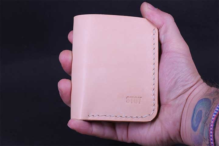 Handmade Leather Vertical Coin Wallet - Natural