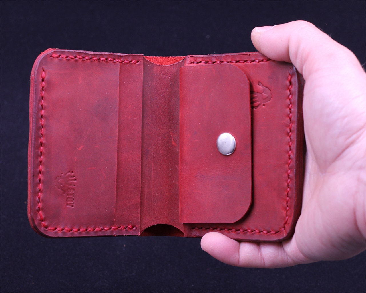 Handmade Leather Wallet - Vertical Coin Cart Wallet - Minimalist Front Pocket Wallet