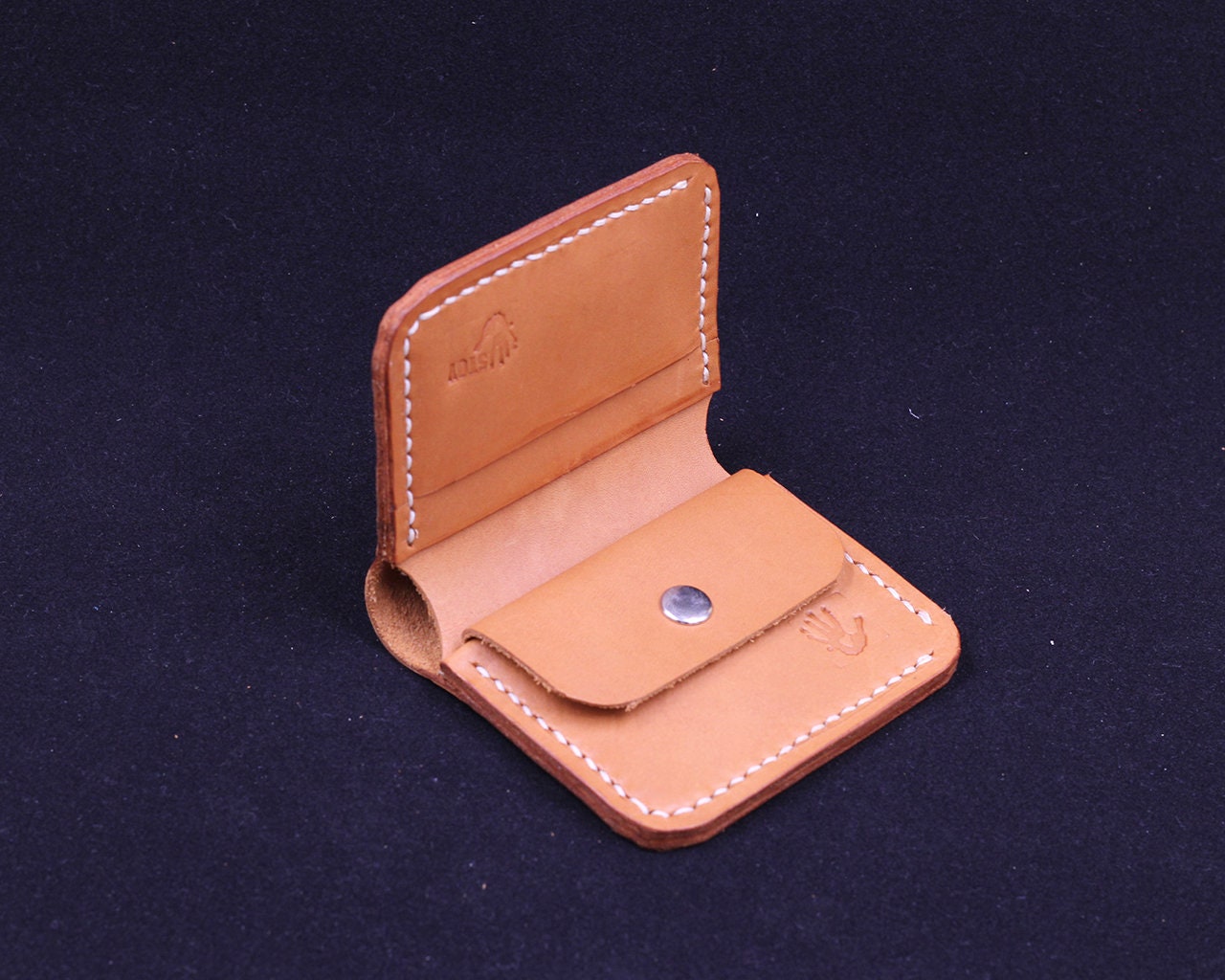 Handmade Leather Wallet - Vertical Coin Cart Wallet - Minimalist Front Pocket Wallet